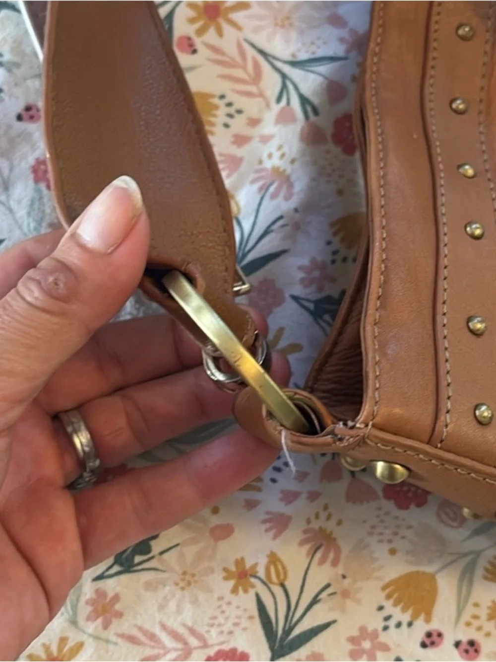 Leather XL studded Hobo Bag